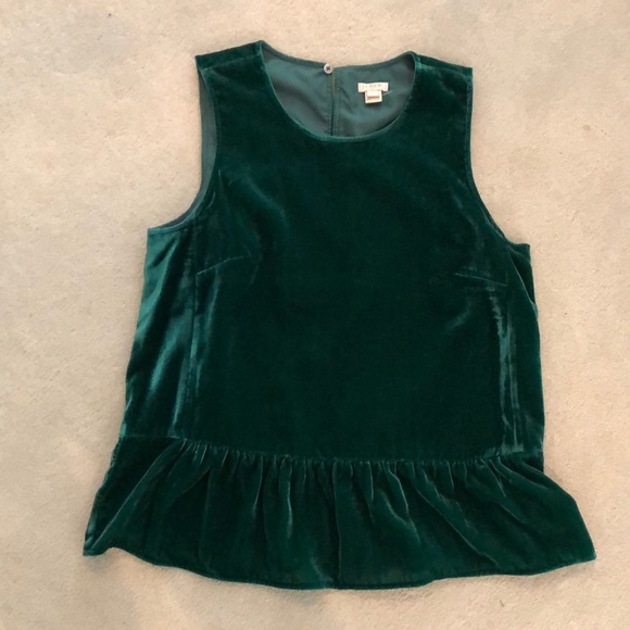 J. Crew Tops - J Crew Velvet Peplum Sleeveless Top Size 8